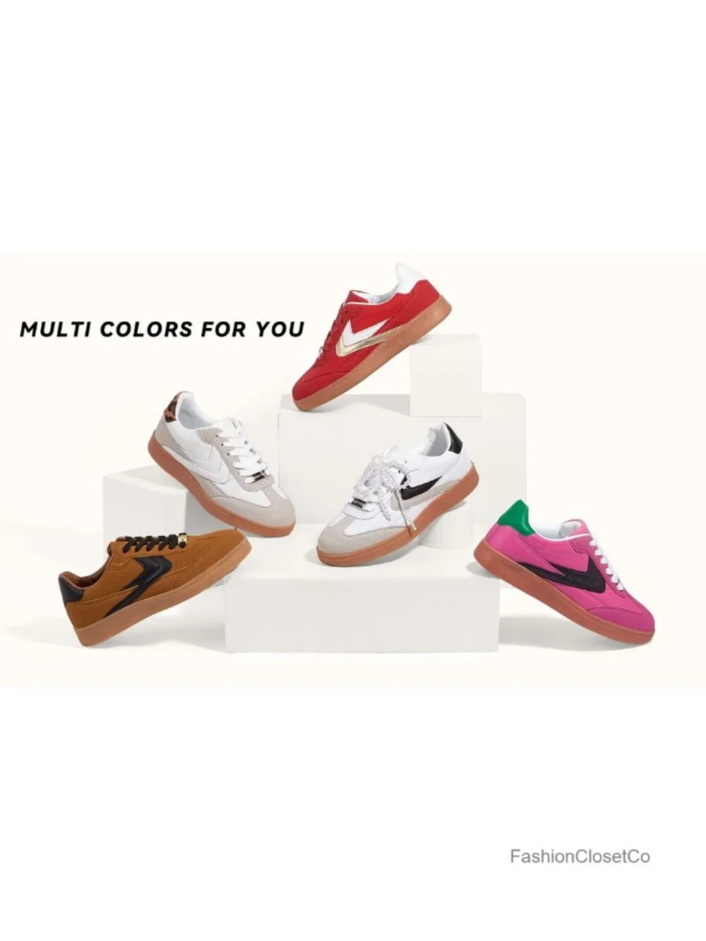 Retro Fashion Sneakers with Anti-Slip Gum Sole - PU Upper & Faux Nubuck